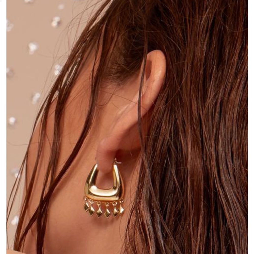 LUV AJ Free People gold kite small hoop earrings - Picture 2 of 3